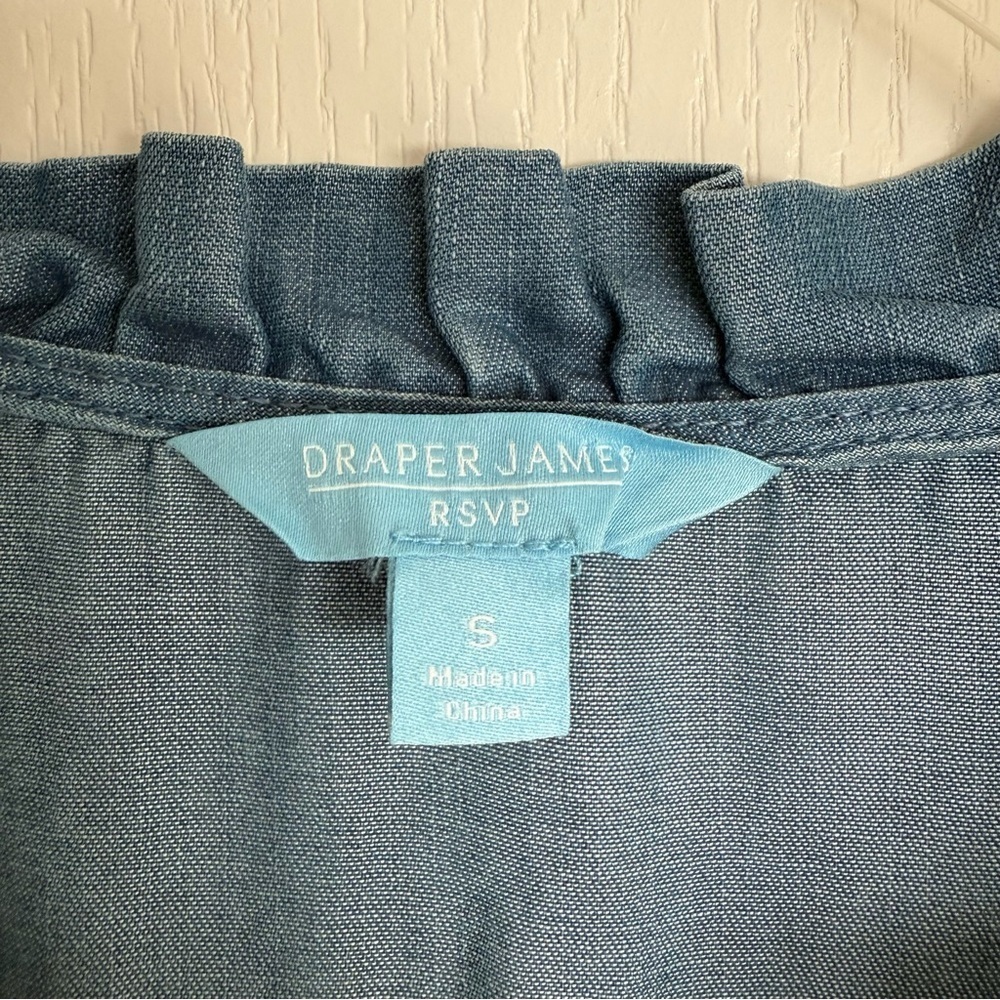 NWT Draper James Denim Ruffle Blouse Size Small - Picture 3 of 10